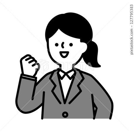 Vector illustration of a smiling business woman doing a fist pump Vector illustration of a smiling business woman doing a fist pump 127795383