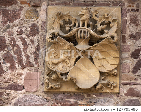Sculpture in Ancient Heidelberg medieval castle in Germany Sculpture in Ancient Heidelberg medieval castle in Germany 127795486