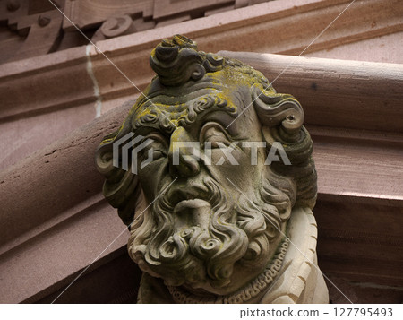 Sculpture in the facade of Ancient Heidelberg medieval castle in Germany Sculpture in the facade of Ancient Heidelberg medieval castle in Germany 127795493