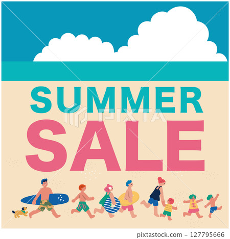 Illustration of people enjoying summer Summer sale banner 127795666