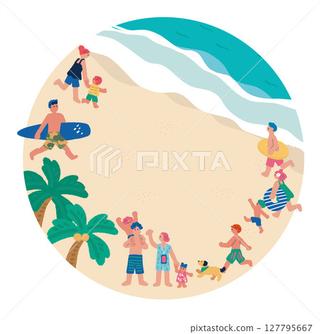 人們享受夏天的插圖 127795667