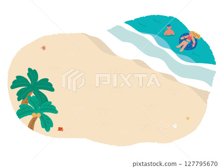 海邊和人們享受夏日的橫向構圖插圖 127795670
