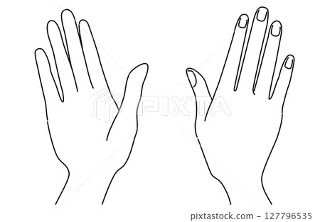 Vector illustration of a simple line drawing of a front and back restraining hand 127796535