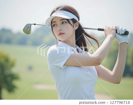 女子打高爾夫球 女子打高爾夫球 127796718