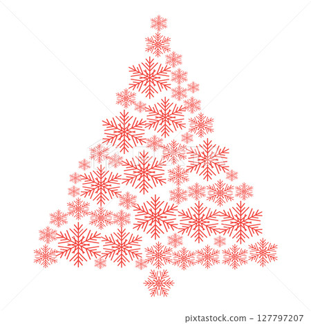 Triangle of gingerbread cookies, gnomes, christmas stockings, snowflakes forming christmas tree. Gift holiday vector elements 127797207
