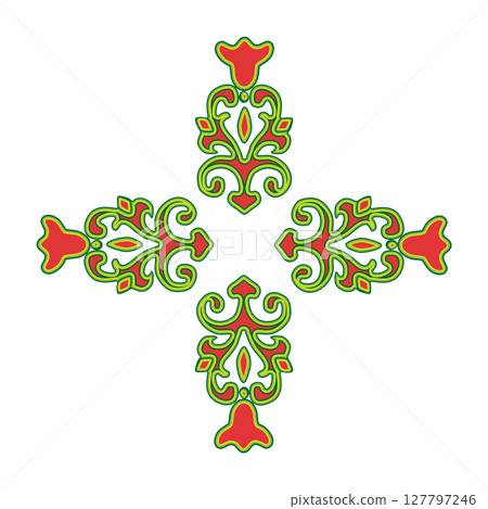 National ornament. A stylized flower. Tatar pattern. Vector illustration National ornament. A stylized flower. Tatar pattern. Vector illustration 127797246