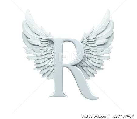 White letter R with wings soaring through the sky 127797607
