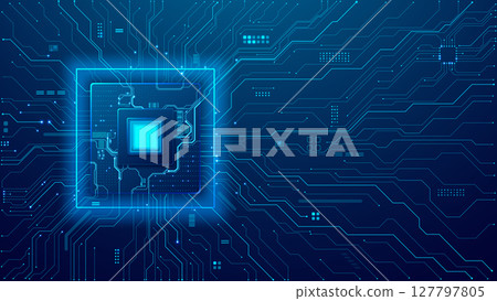 Abstract technology background with blue circuit board, semiconductor Abstract technology background with blue circuit board, semiconductor 127797805