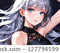 Illustration: Beautiful girl in silver dress with simple background 127798599