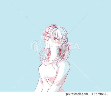 Crying woman upper body 127798619
