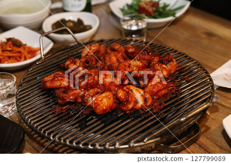 Korean Spicy Food. Spicy Grilled Octopus 127799089