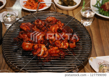 Korean Spicy Food. Spicy Grilled Octopus Korean Spicy Food. Spicy Grilled Octopus 127799090
