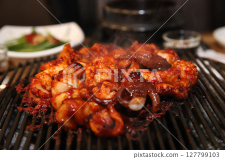 Korean Spicy Food. Spicy Grilled Octopus Korean Spicy Food. Spicy Grilled Octopus 127799103