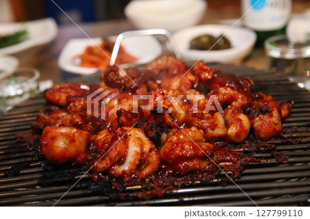 Korean Spicy Food. Spicy Grilled Octopus 127799110