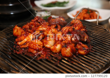 Korean Spicy Food. Spicy Grilled Octopus 127799120