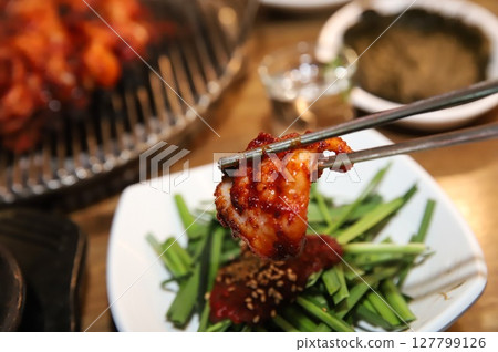 Korean Spicy Food. Spicy Grilled Octopus 127799126