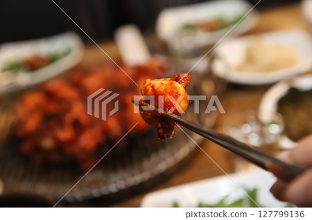 Korean Spicy Food. Spicy Grilled Octopus Korean Spicy Food. Spicy Grilled Octopus 127799136