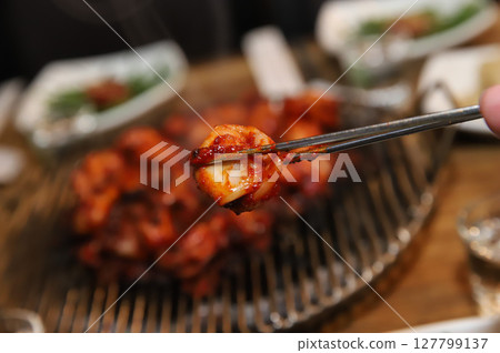 Korean Spicy Food. Spicy Grilled Octopus Korean Spicy Food. Spicy Grilled Octopus 127799137