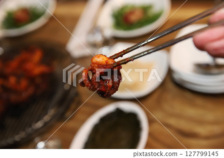 Korean Spicy Food. Spicy Grilled Octopus 127799145