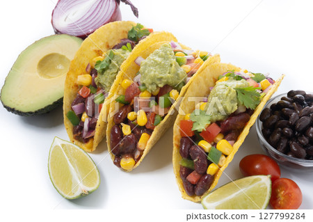 Vegan mexican Taco with beans 127799284