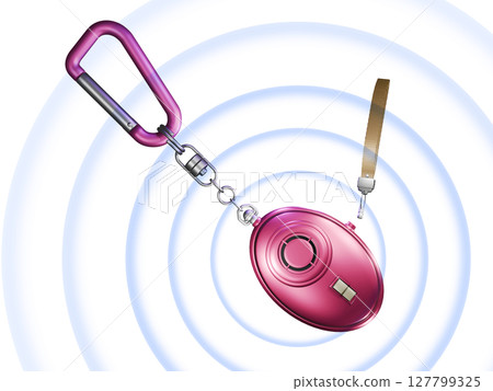 Crime prevention image (crime prevention buzzer/crime prevention alarm) with sound wave effect on white background Crime prevention image (crime prevention buzzer/crime prevention alarm) with sound wave effect on white background 127799325