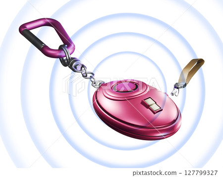 Crime prevention image (crime prevention buzzer/crime prevention alarm) with sound wave effect on white background 127799327