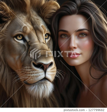 portrait of a beautiful young woman with long hair 127799682