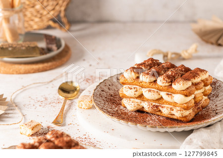 Traditional Italian dessert tiramisu 127799845