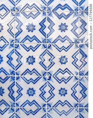 Traditional ornate portuguese decorative ceramic tiles azulejos 127799886