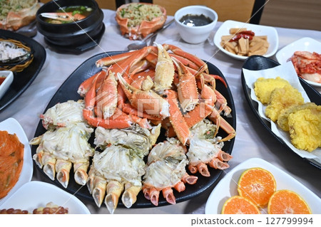 Korean seafood food. Korean steamed kingcrab Korean seafood food. Korean steamed kingcrab 127799994