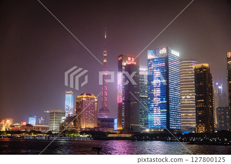 上海外灘夜景 黃浦江亮燈儀式 上海外灘夜景 黃浦江亮燈儀式 127800125