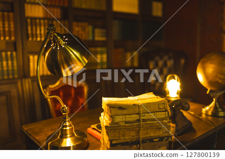 bookcases, bookshelves, illuminating 127800139