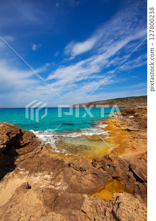 Formentera Es Calo de Sant Agusti turauoise sea Formentera Es Calo de Sant Agusti turauoise sea 127800238