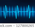 Blue heartbeat lines on dark blue background. 127800265