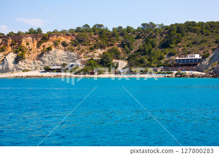 Ibiza Cala dHort d Hort view from boat in Balearic 127800283