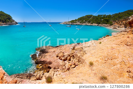 Ibiza cala Saladeta in san Antonio Abad at Balearic Ibiza cala Saladeta in san Antonio Abad at Balearic 127800286