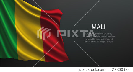 Mali national flag waving on dark background 127800384