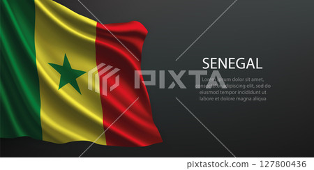 Senegal national flag waving on dark background 127800436