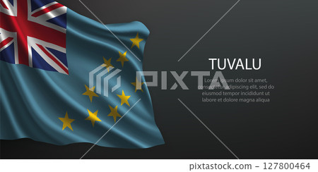 Tuvalu national flag waving on dark background Tuvalu national flag waving on dark background 127800464