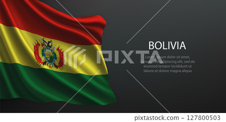 Bolivia national flag waving on dark background Bolivia national flag waving on dark background 127800503