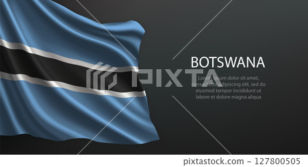 Botswana national flag waving on dark background 127800505