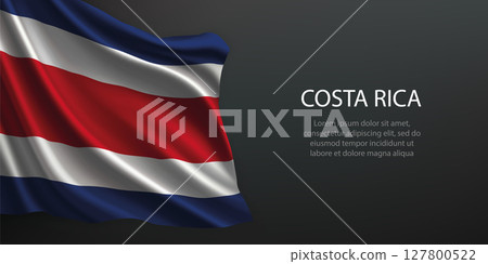 Costa Rica national flag waving on dark background Costa Rica national flag waving on dark background 127800522