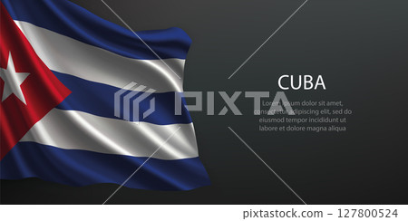 Cuba national flag waving on dark background 127800524