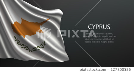 Cyprus national flag waving on dark background 127800526