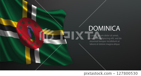 Dominica national flag waving on dark background 127800530