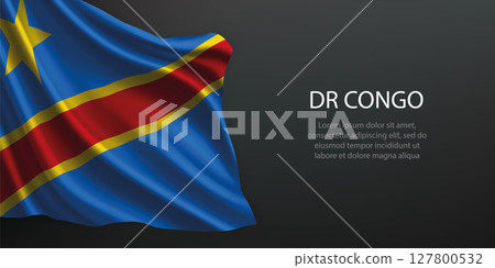 DR Congo national flag waving on dark background 127800532