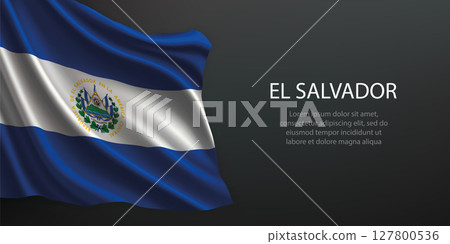 El Salvador national flag waving on dark background El Salvador national flag waving on dark background 127800536