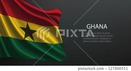 Ghana national flag waving on dark background Ghana national flag waving on dark background 127800551