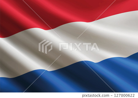 Netherlands flag waving in the wind, detailed silk texture Netherlands flag waving in the wind, detailed silk texture 127800622