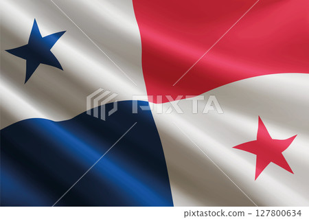 Panama flag waving in the wind, detailed silk texture Panama flag waving in the wind, detailed silk texture 127800634